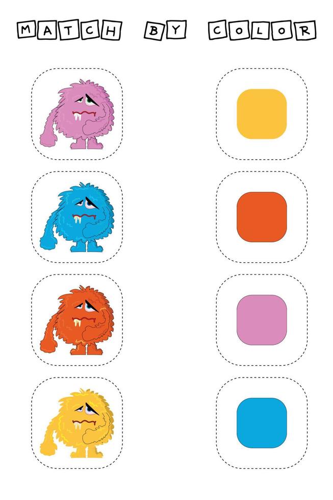 match de monsters op kleur. logisch spel voor kinderen. vector