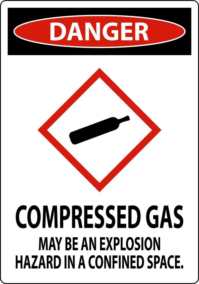 gevaar gecomprimeerd gas ghs teken op witte achtergrond vector