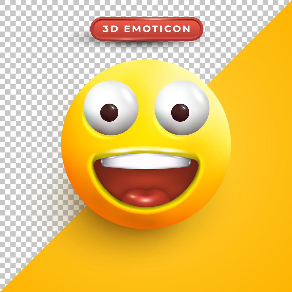 3D-emoji met geschokte uitdrukking vector