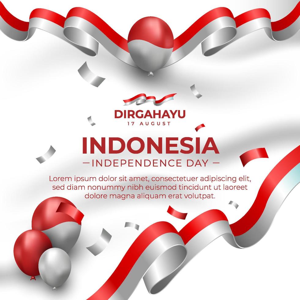 Indonesische onafhankelijkheidsdag social media sjabloon en nationale vlag vector