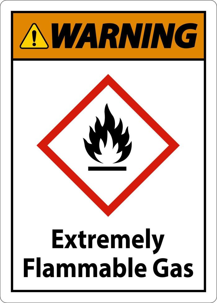 waarschuwing uiterst brandbaar gas ghs teken op witte achtergrond vector