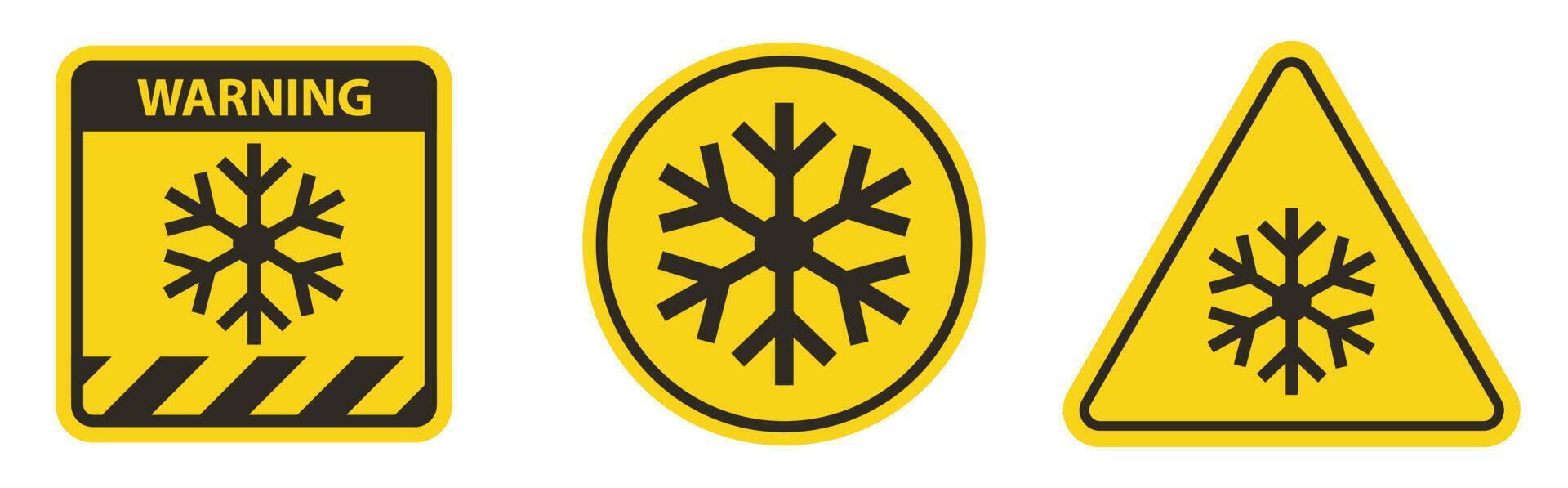 driehoek waarschuwingsbord met sneeuwvlok symbool isoleren op witte achtergrond, vector illustratie eps.10