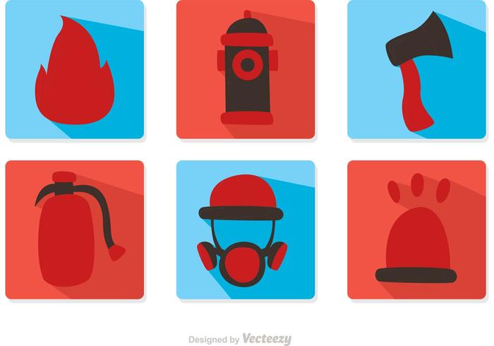 Brandweerman Flat Design Icons Vector Pack