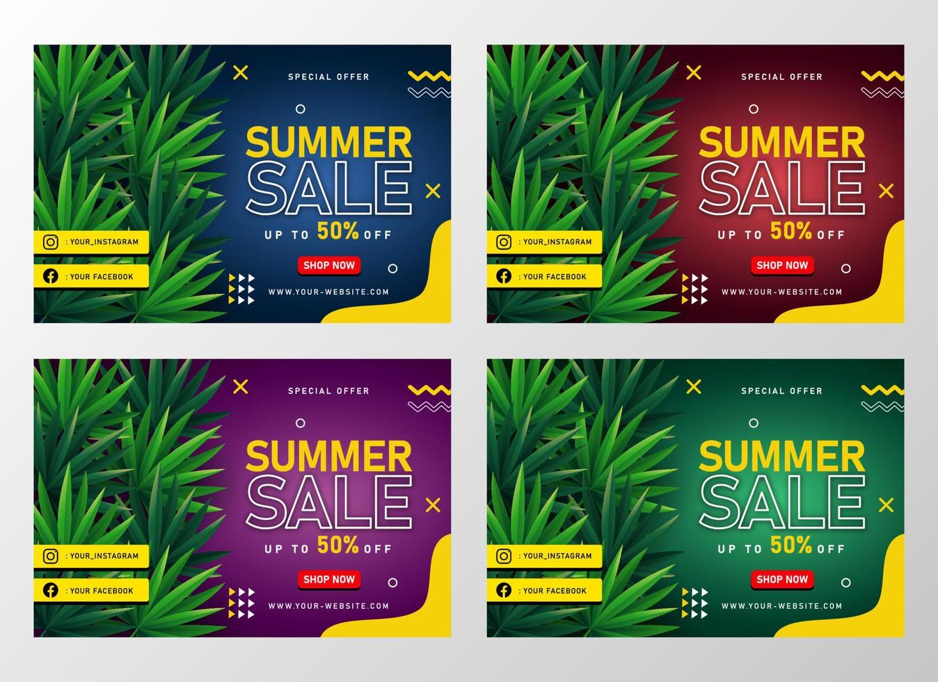 zomer verkoop banner met tropische bladeren vector