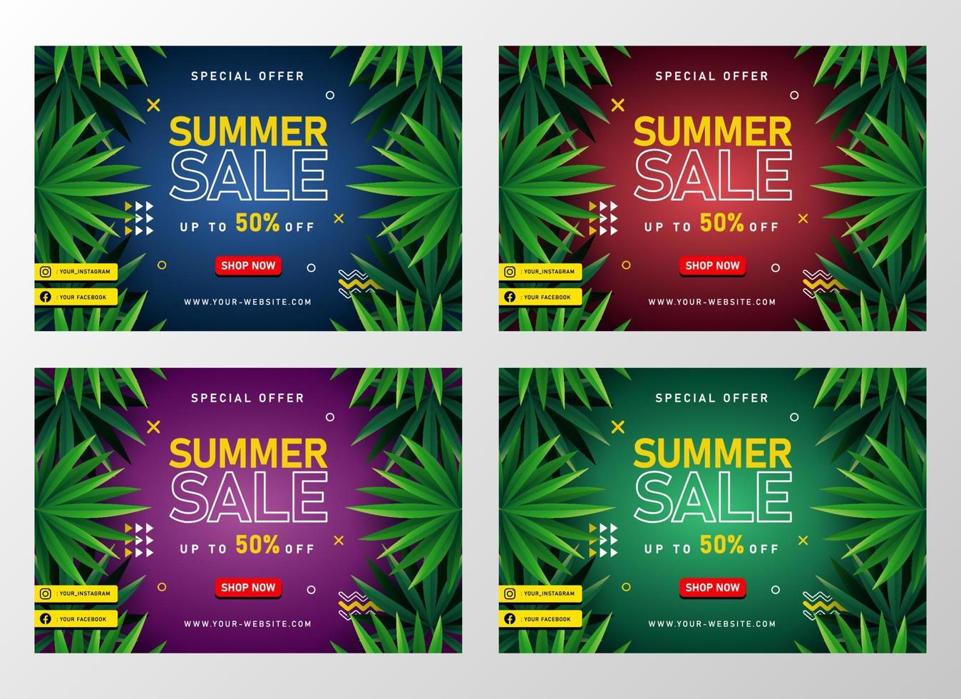 zomer verkoop banner met tropische bladeren vector