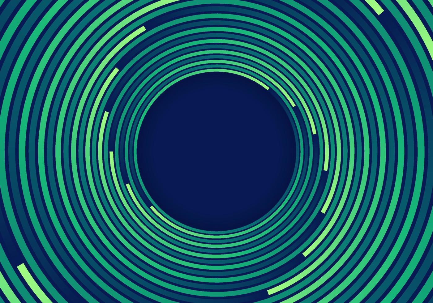 abstracte groene cirkels spiraalvormige vortex lijnen patroon op blauwe achtergrond vector