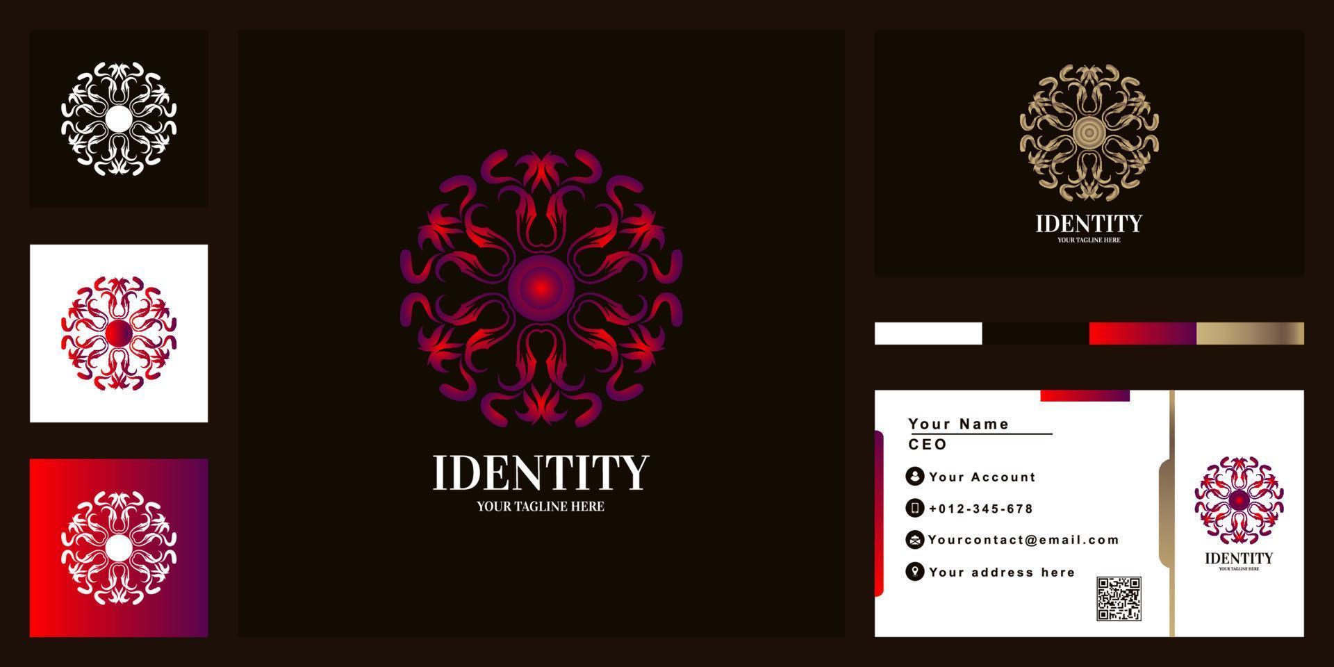mandala of ornament luxe logo sjabloonontwerp met visitekaartje. vector