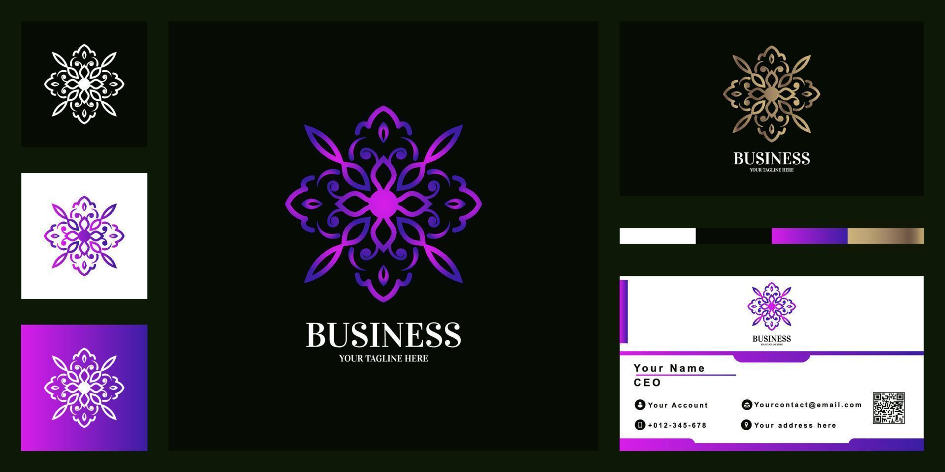 bloem of ornament luxe logo sjabloonontwerp met visitekaartje. vector