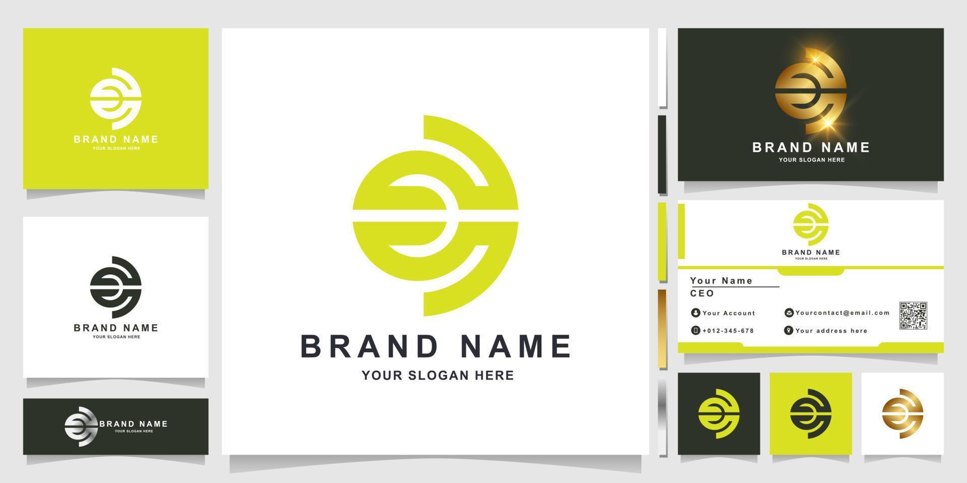 minimalistische elegante letter c monogram logo sjabloon met visitekaartje ontwerp vector