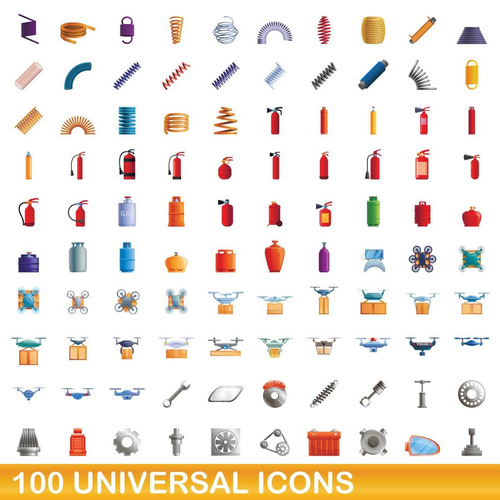 100 universele iconen set, cartoon stijl vector