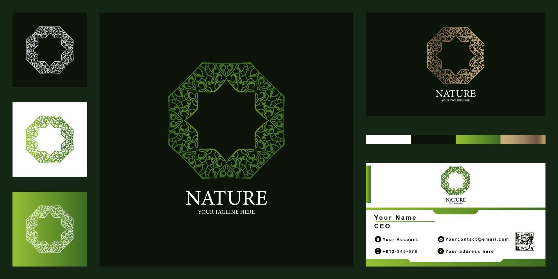 bloem of ornament luxe logo sjabloonontwerp met visitekaartje. vector