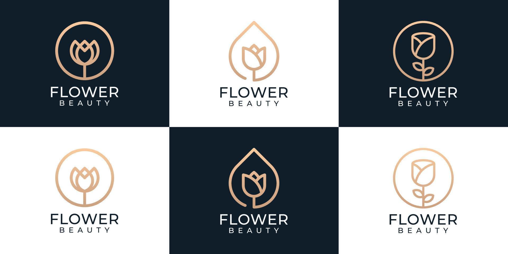 luxe schoonheid bloem natuur logo collectie vector