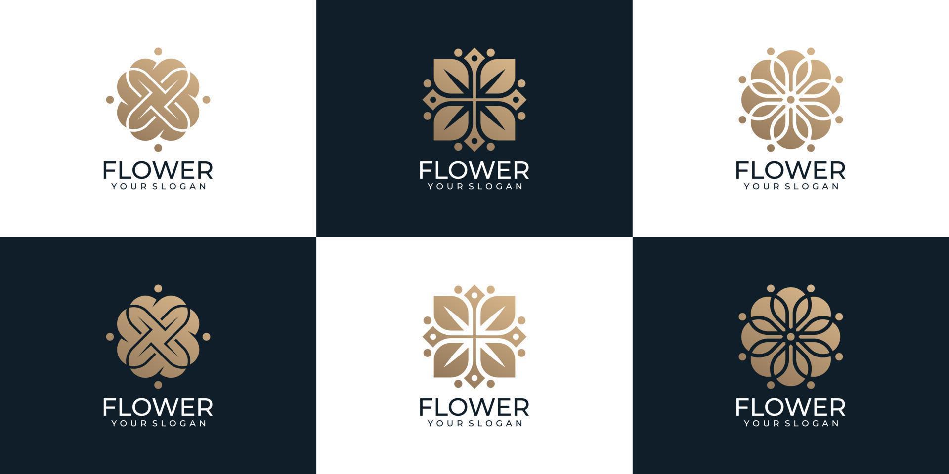 luxe mooie bloem logo-ontwerp voor yoga cosmetisch gezondheidshotel resort vector