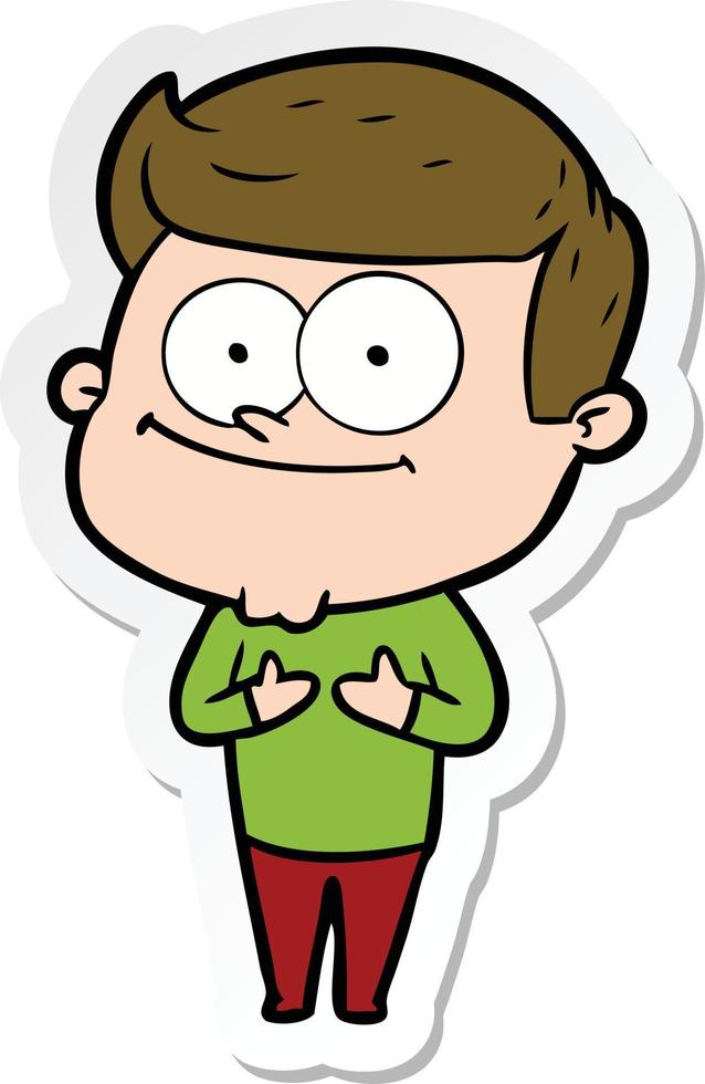 sticker van een cartoon lachende man vector