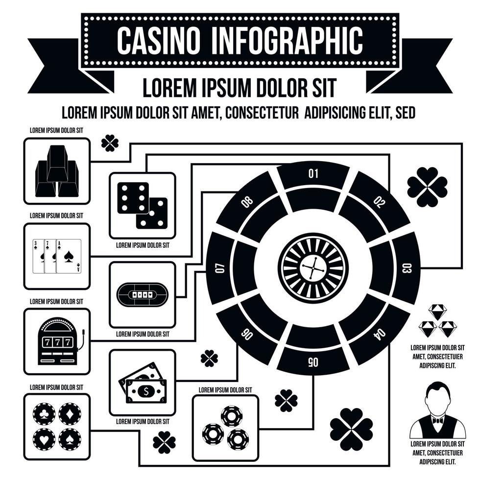 casino infographic, eenvoudige stijl vector