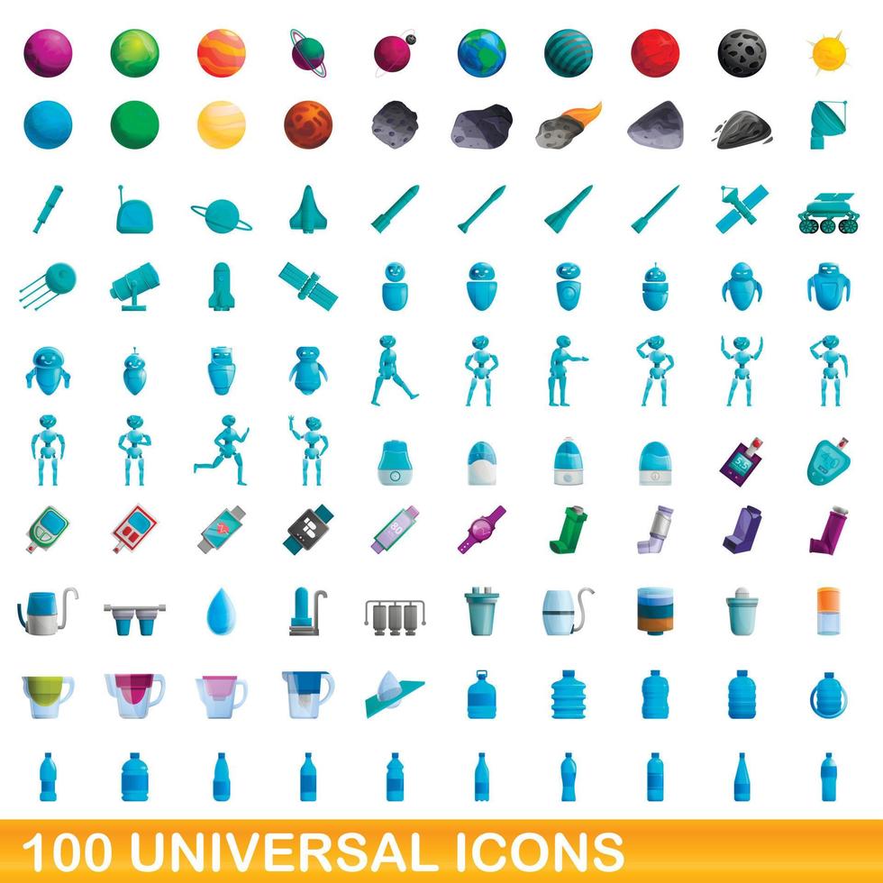 100 universele iconen set, cartoon stijl vector