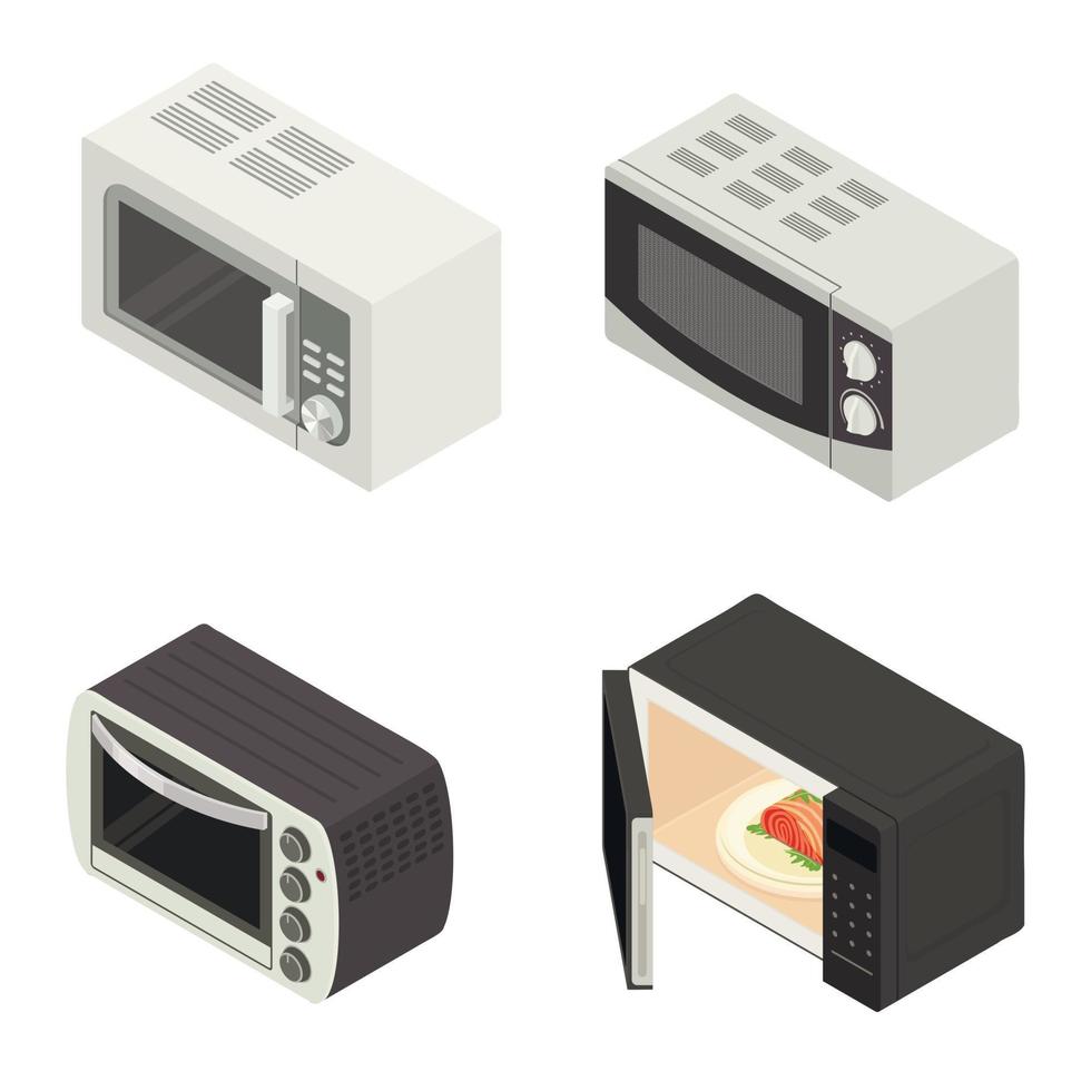 magnetron iconen set, isometrische stijl vector