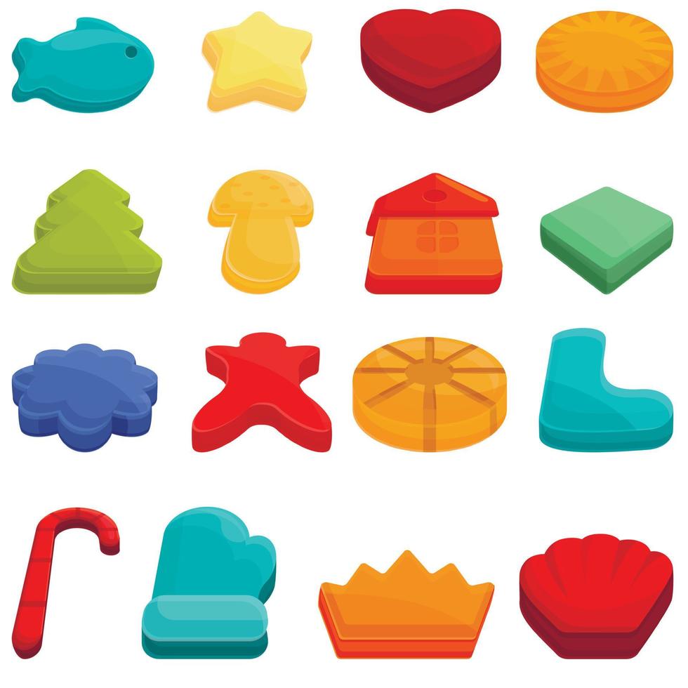 cookie mallen iconen set, cartoon stijl vector