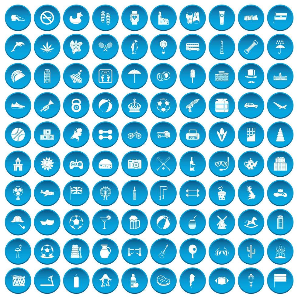 100 bal iconen set blauw vector
