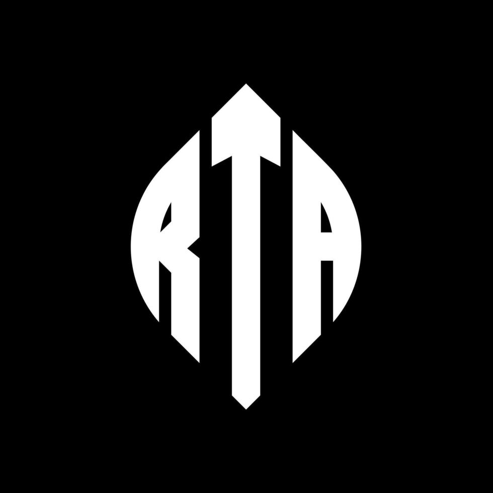 rta cirkel letter logo-ontwerp met cirkel en ellipsvorm. rta ellipsletters met typografische stijl. de drie initialen vormen een cirkellogo. rta cirkel embleem abstracte monogram brief mark vector. vector