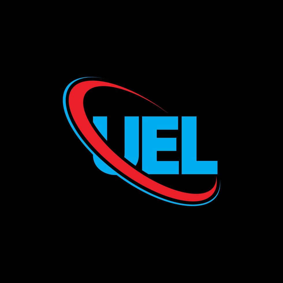 uel-logo. ul brief. uel brief logo ontwerp. initialen uel logo gekoppeld aan cirkel en hoofdletter monogram logo. uel typografie voor technologie, zaken en onroerend goed merk. vector