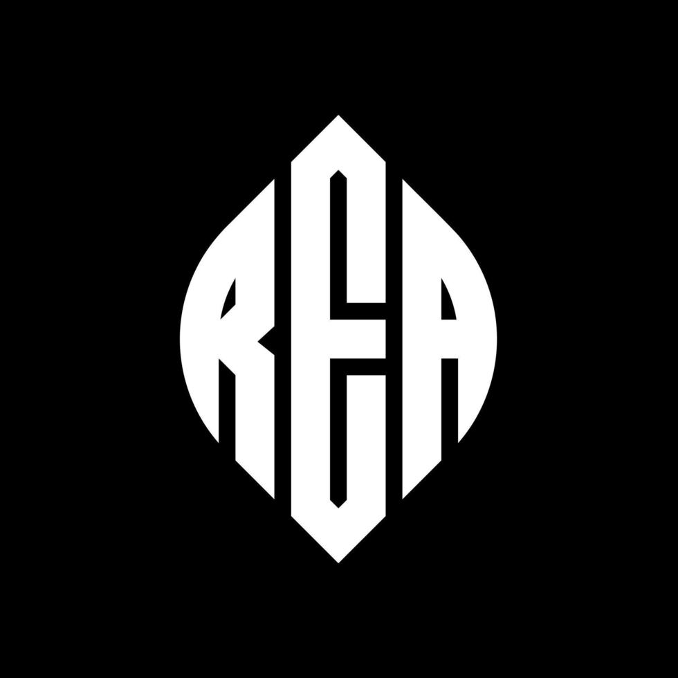 rea cirkel letter logo-ontwerp met cirkel en ellipsvorm. rea ellipsletters met typografische stijl. de drie initialen vormen een cirkellogo. rea cirkel embleem abstracte monogram brief mark vector. vector