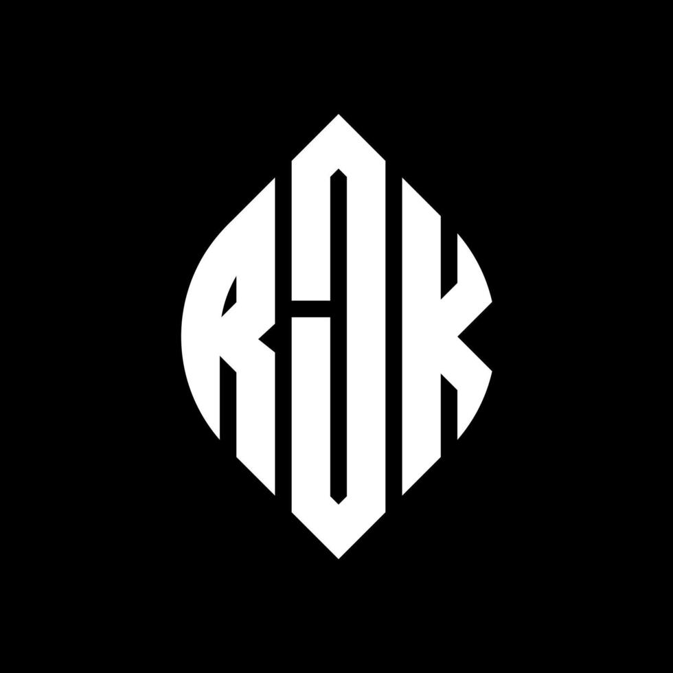 rjk cirkel letter logo ontwerp met cirkel en ellipsvorm. rjk ellipsletters met typografische stijl. de drie initialen vormen een cirkellogo. rjk cirkel embleem abstracte monogram brief mark vector. vector