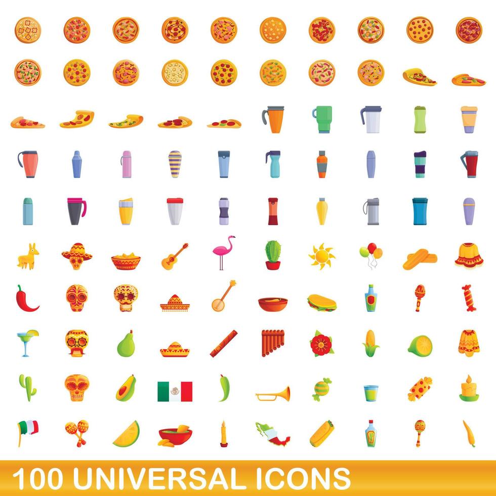 100 universele iconen set, cartoon stijl vector