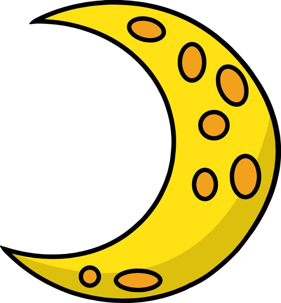 wassende maan cartoon gekleurde clipart vector