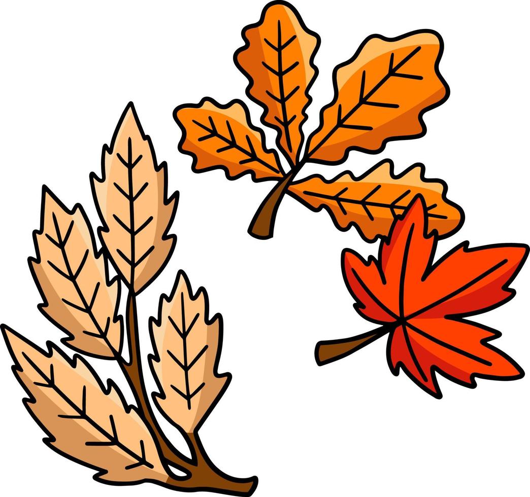 herfstbladeren cartoon gekleurde clipart illustratie vector