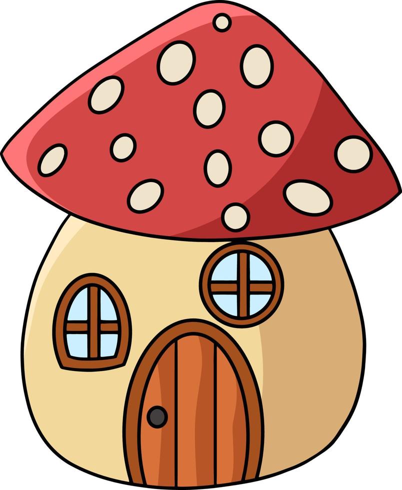 paddestoel huis cartoon gekleurde clipart vector