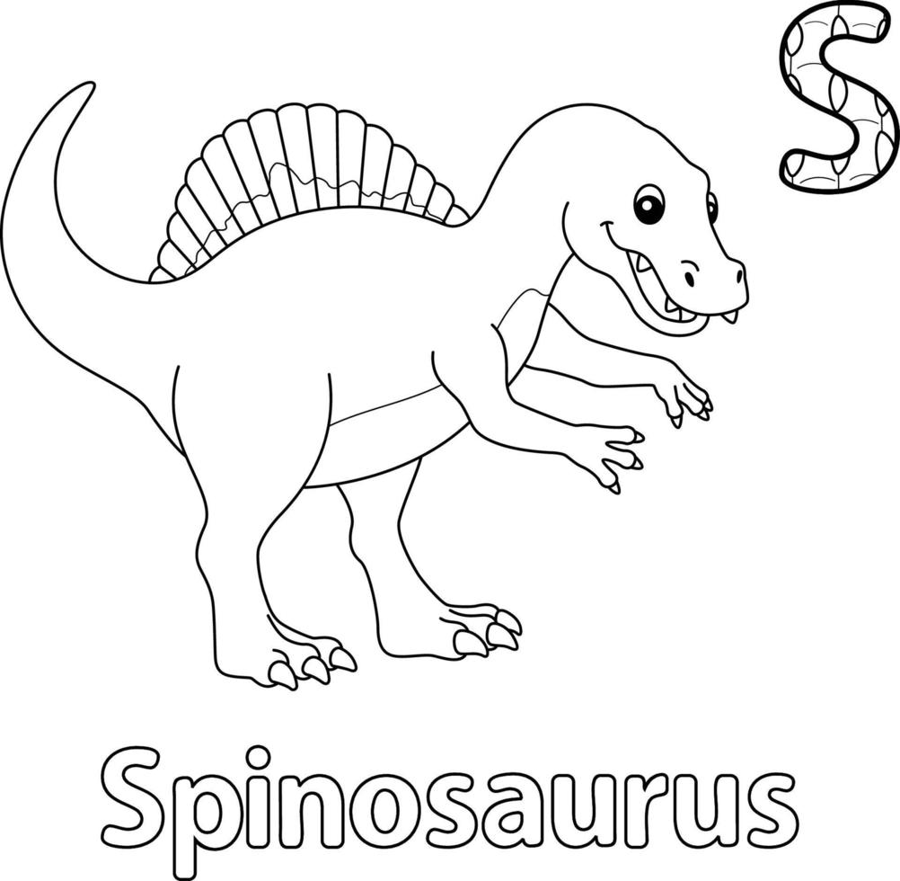 spinosaurus alfabet dinosaurus abc kleurplaat s vector