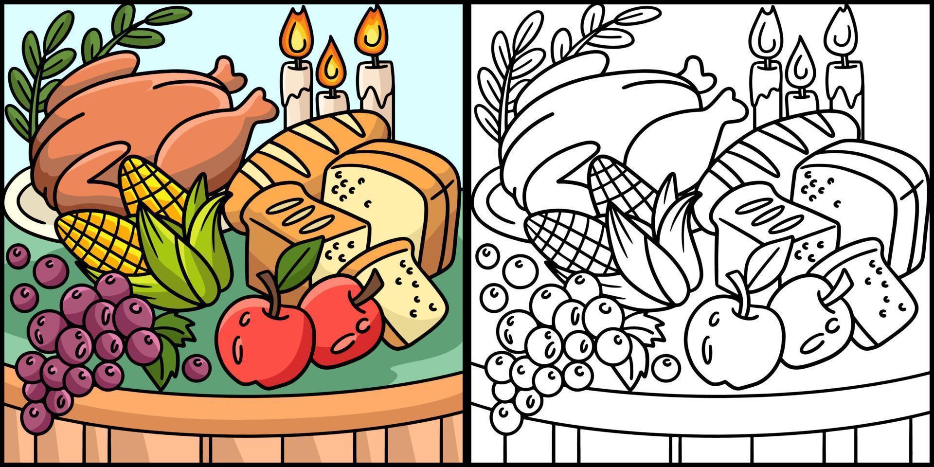 Thanksgiving feest kleurplaat illustratie vector