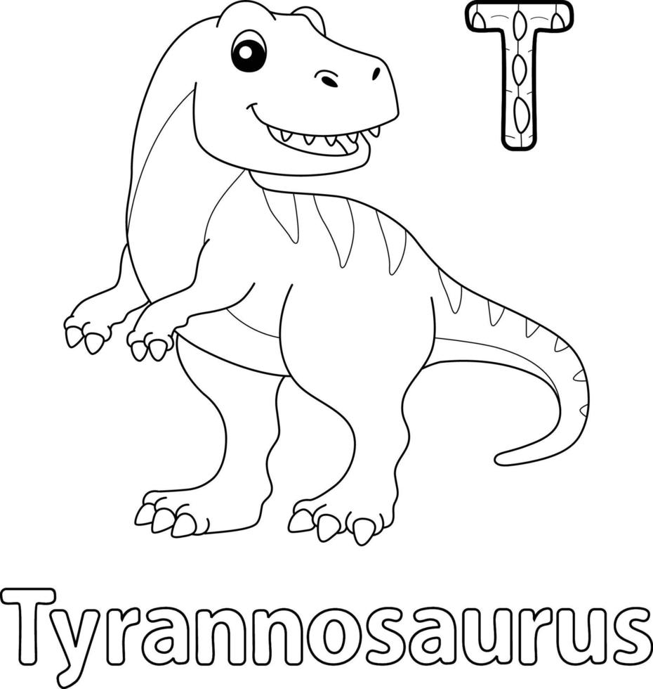 tyrannosaurus alfabet abc kleurplaat t vector