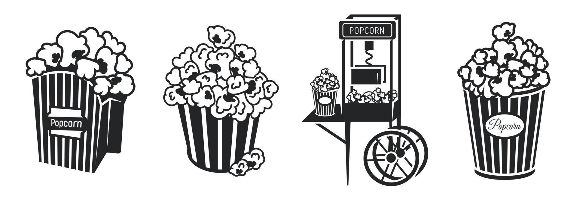 popcorn iconen set, eenvoudige stijl vector