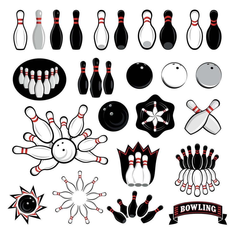 bowling pictogrammen instellen vector