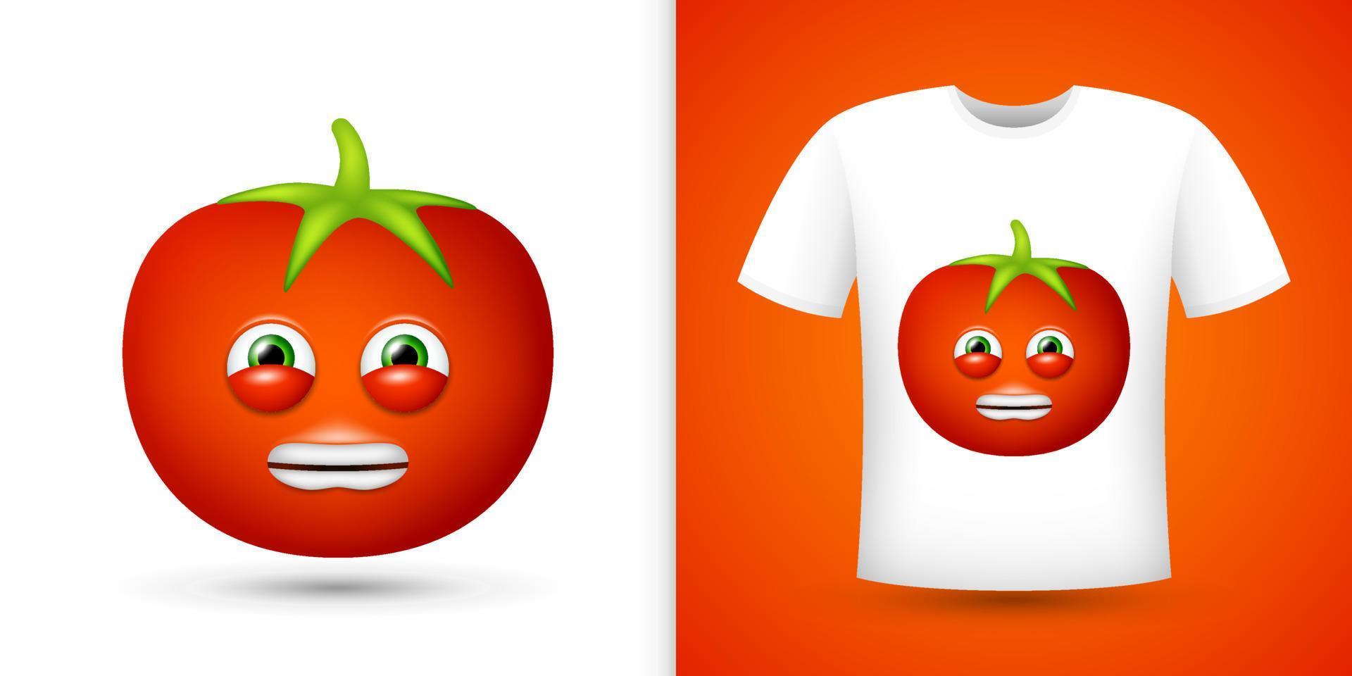 tomaat op wit overhemd. vector