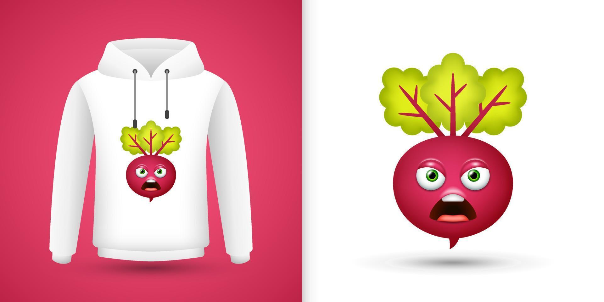 rode biet op witte sweatshirt hoodie. vector