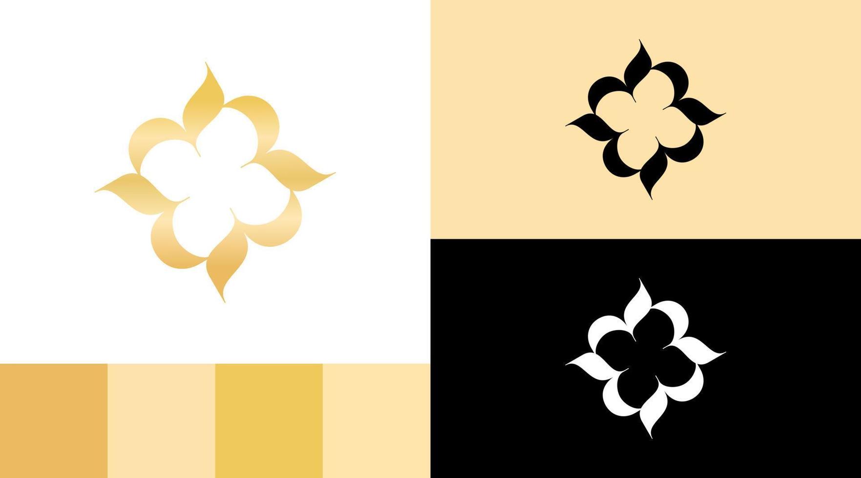 gouden bloem monogram r brief spa en massage logo ontwerpconcept vector
