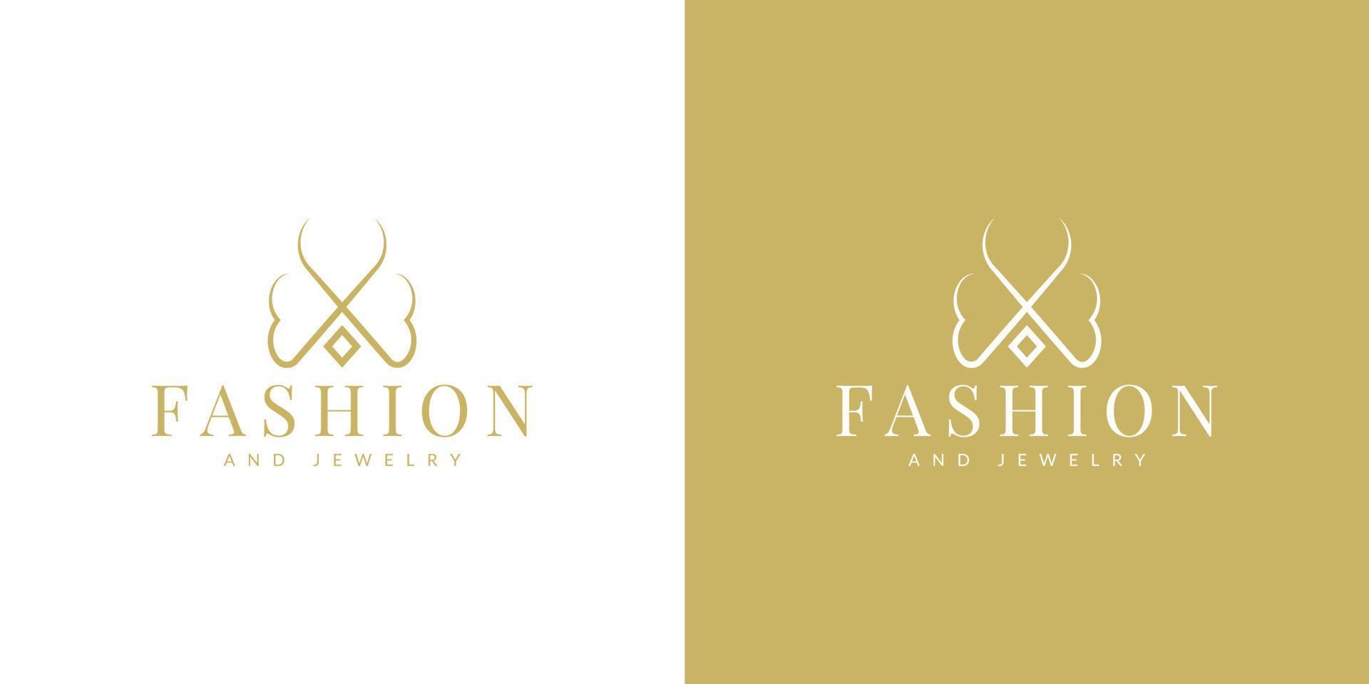 vlinderdas en ketting logo-ontwerp voor mode- en sieradenzaken vector