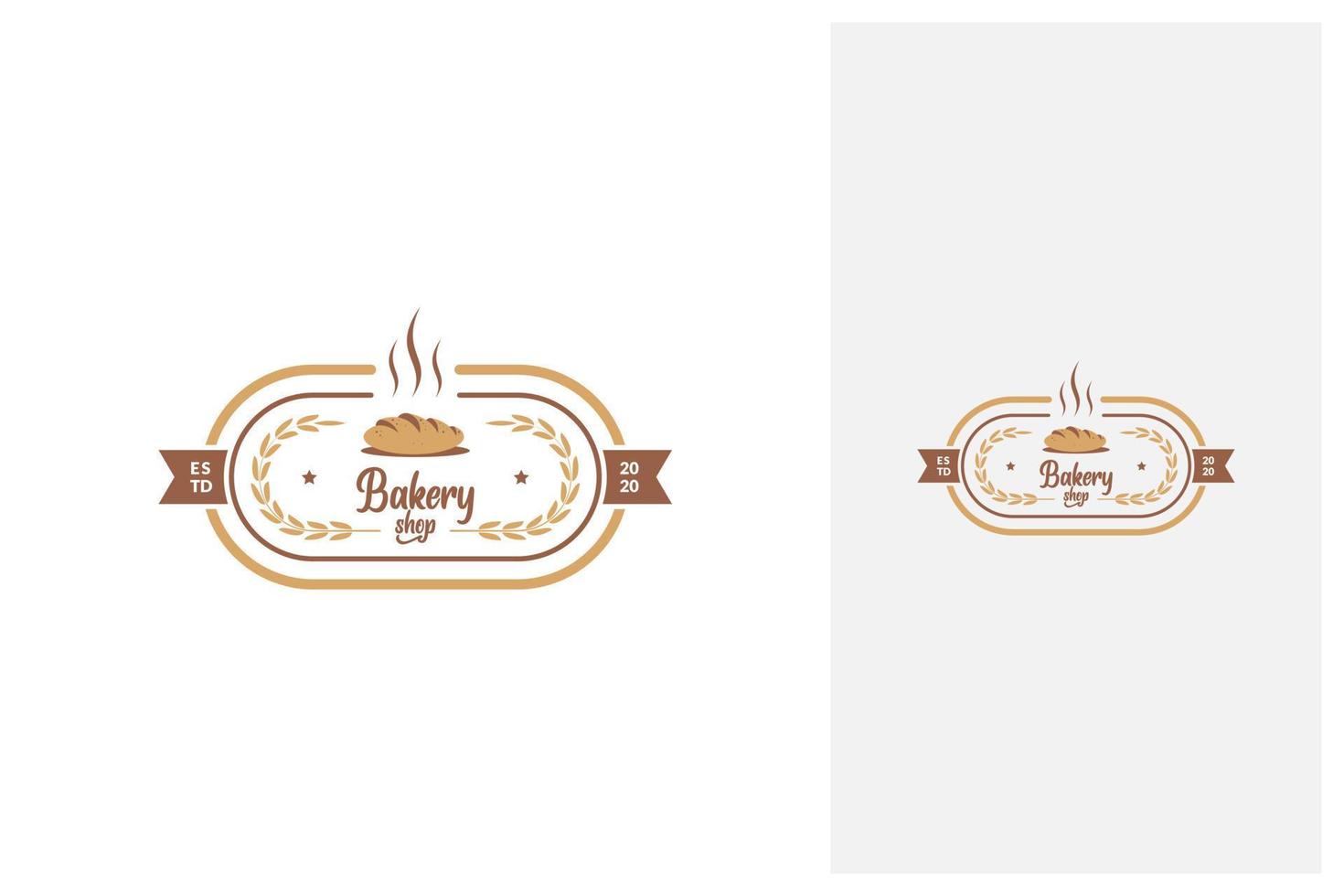 vintage embleem badge bakkerij logo ontwerp vector