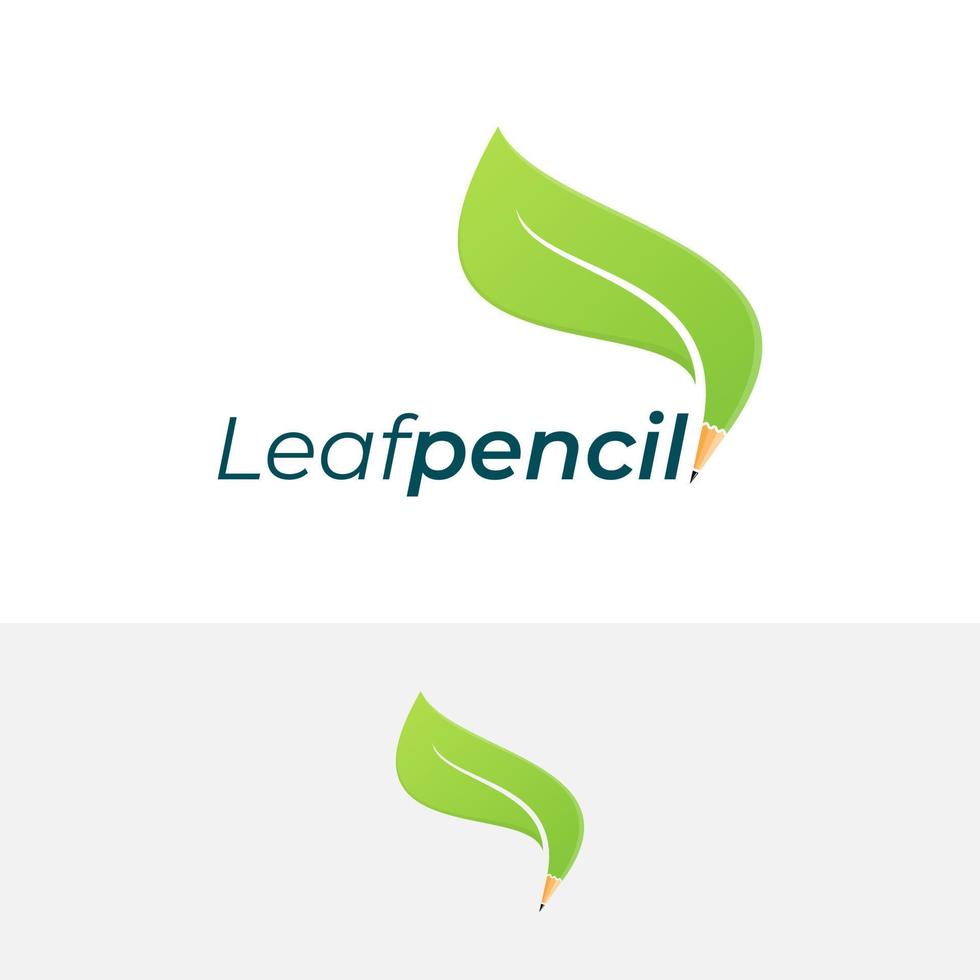 potlood en blad, plant vector logo-combinatie