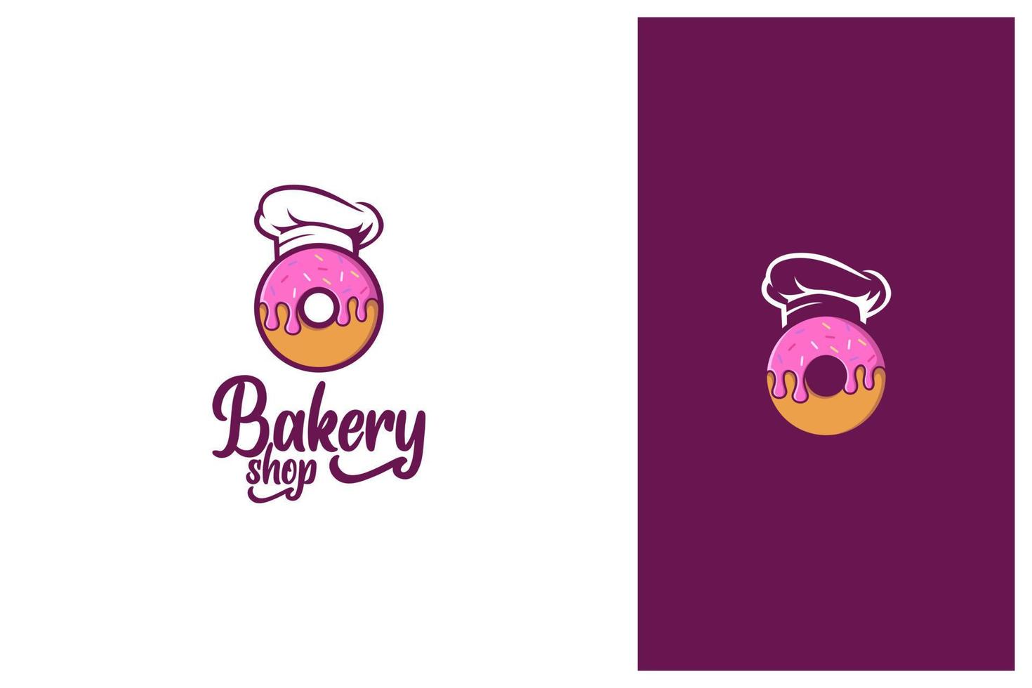 kleurrijk bakkerijlogo-ontwerp met donut en koksmuts vector