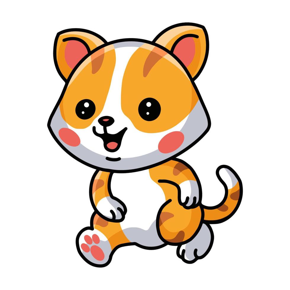 schattige kleine oranje kat cartoon rennen vector