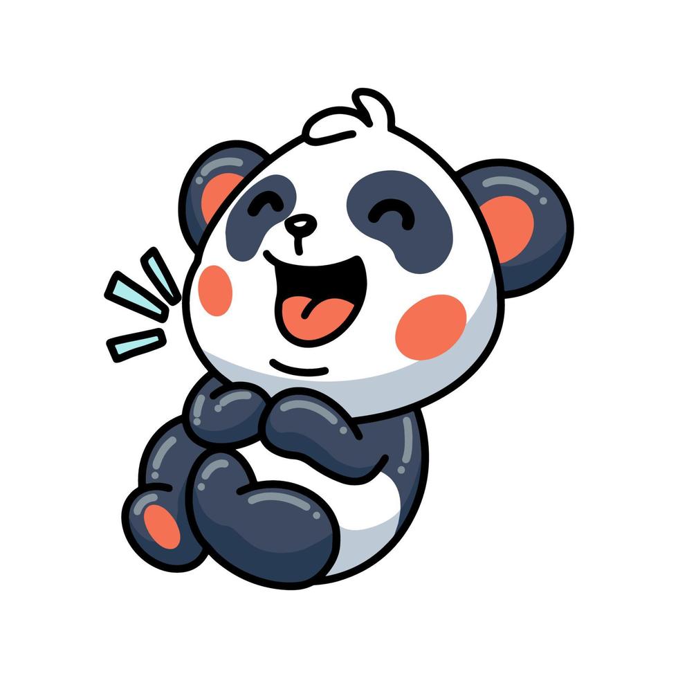 schattige kleine panda cartoon lachen vector
