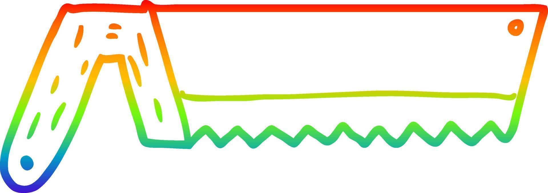 regenboog gradiënt lijntekening oude zaag cartoon vector