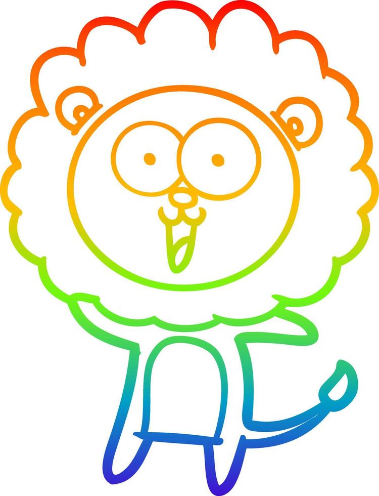 regenbooggradiënt lijntekening happy cartoon leeuw vector