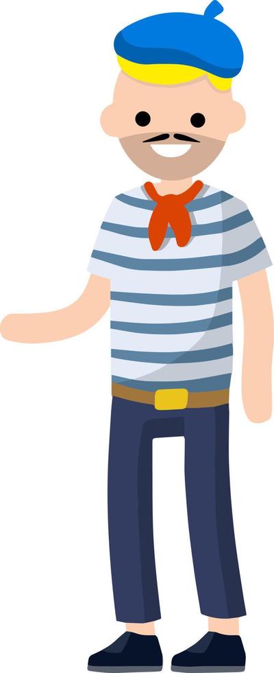 franse man in blauw gestreepte kleding vector