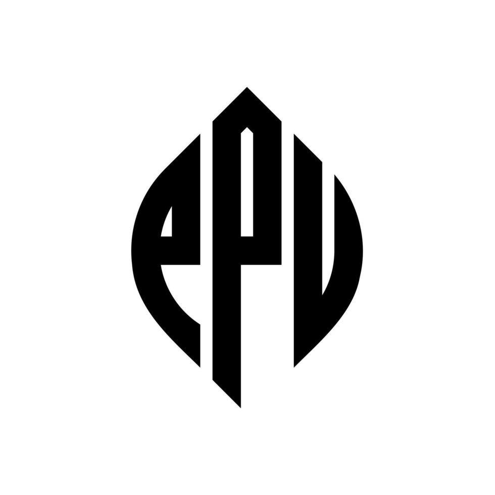 ppu cirkel letter logo ontwerp met cirkel en ellipsvorm. ppu ellipsletters met typografische stijl. de drie initialen vormen een cirkellogo. ppu cirkel embleem abstracte monogram brief mark vector. vector