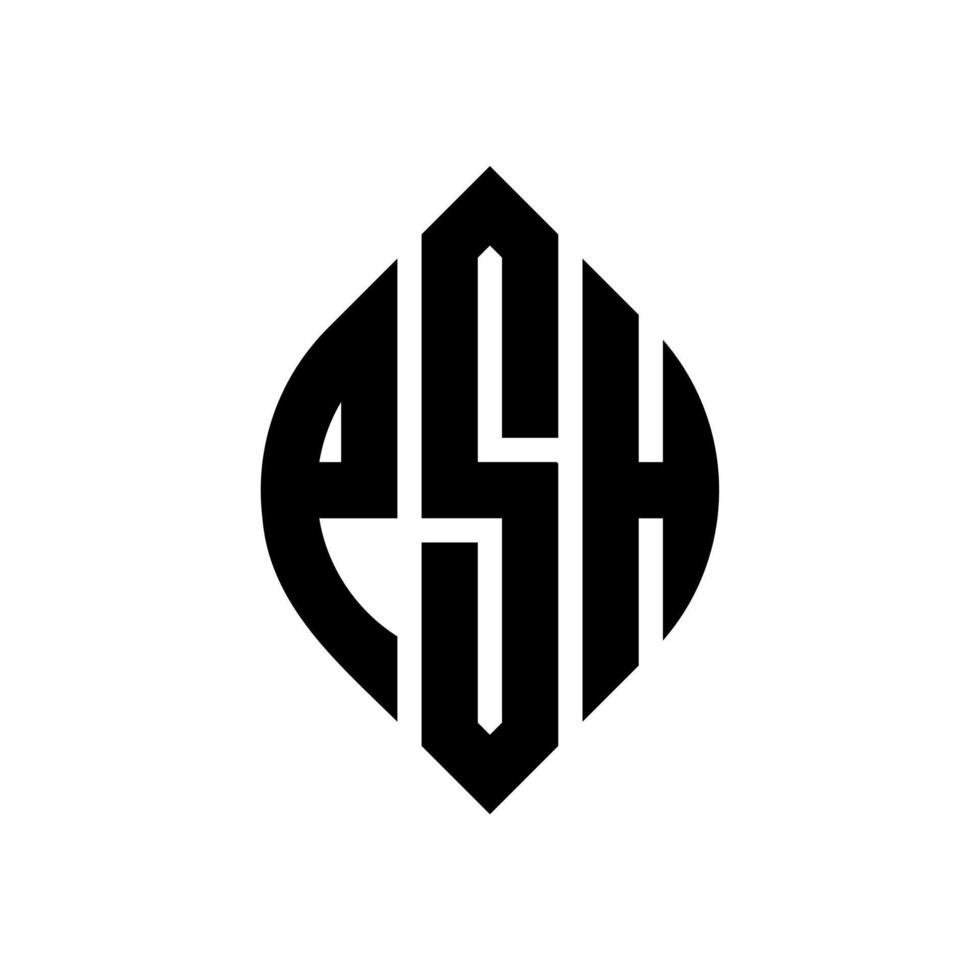 psh cirkel letter logo-ontwerp met cirkel en ellipsvorm. psh ellipsletters met typografische stijl. de drie initialen vormen een cirkellogo. psh cirkel embleem abstracte monogram brief mark vector. vector